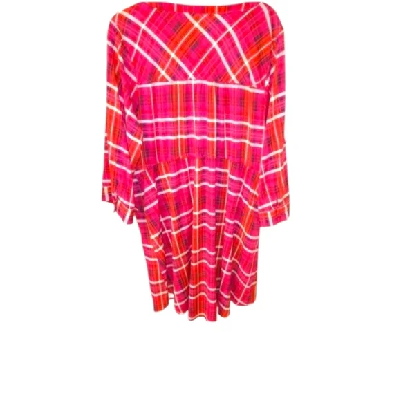 Torrid 3X Multicolor Plaid Zip Front Tie Waist Midi dress - Picture 7 of 13